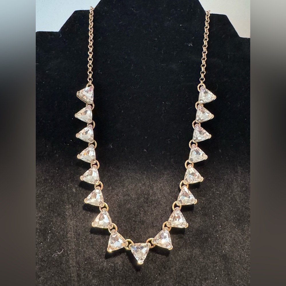 J. Crew triangle rhinestone necklace riviere open-backed triangular stone
